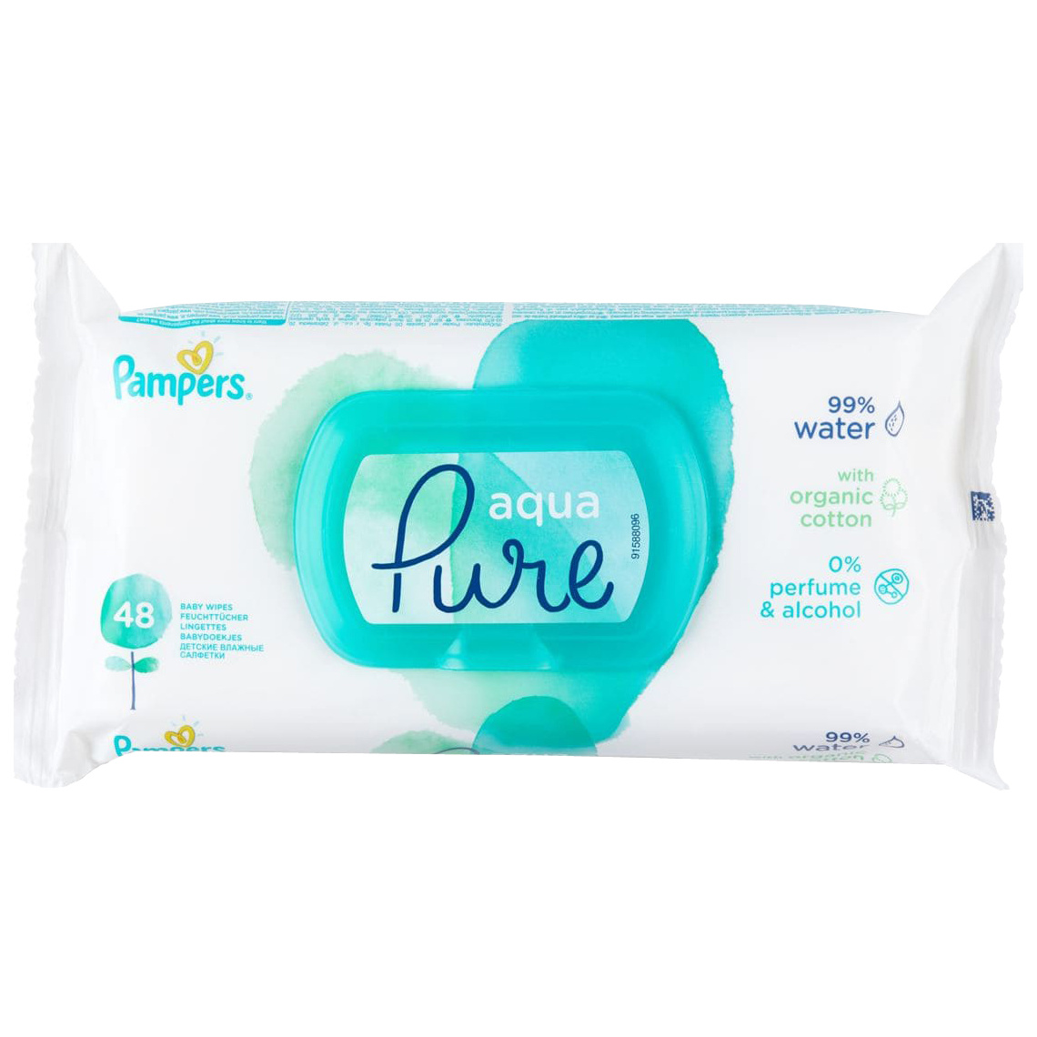 фото Влажные салфетки pampers для детей aqua pure белый, 96 шт.