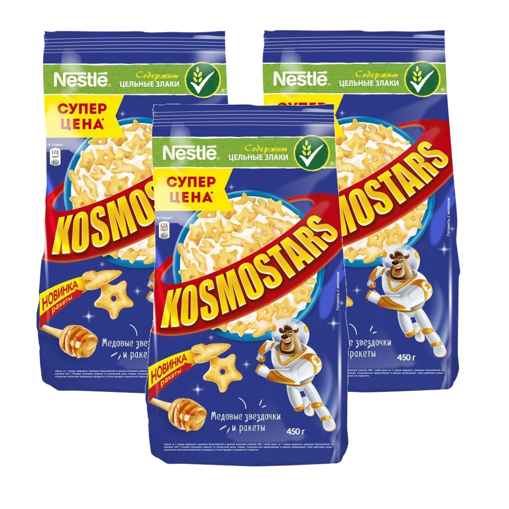 

Хрустящие звездочки Kosmostars с медом 3*450 г