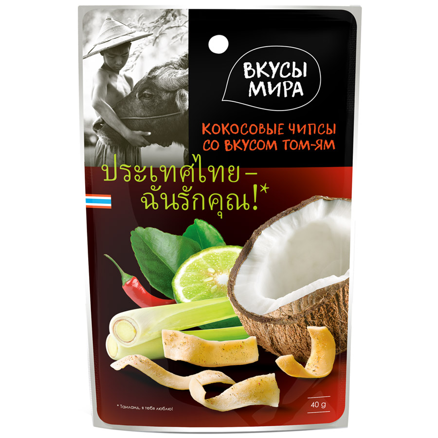 фото Чипсы вкусы мира кокосовые со вкусом том-ям 40 г