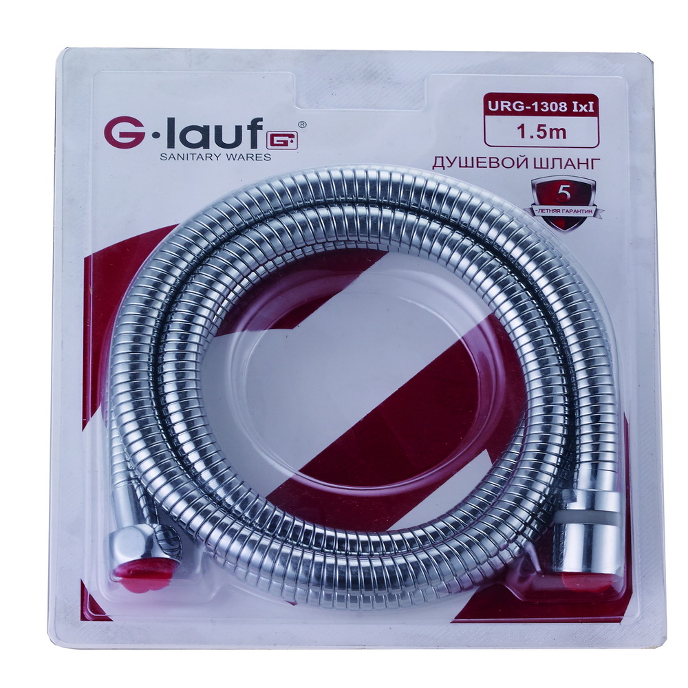 фото Шланг душевой 150 см имп/кон glauf urg-1308 блист. (свободное вращен.)