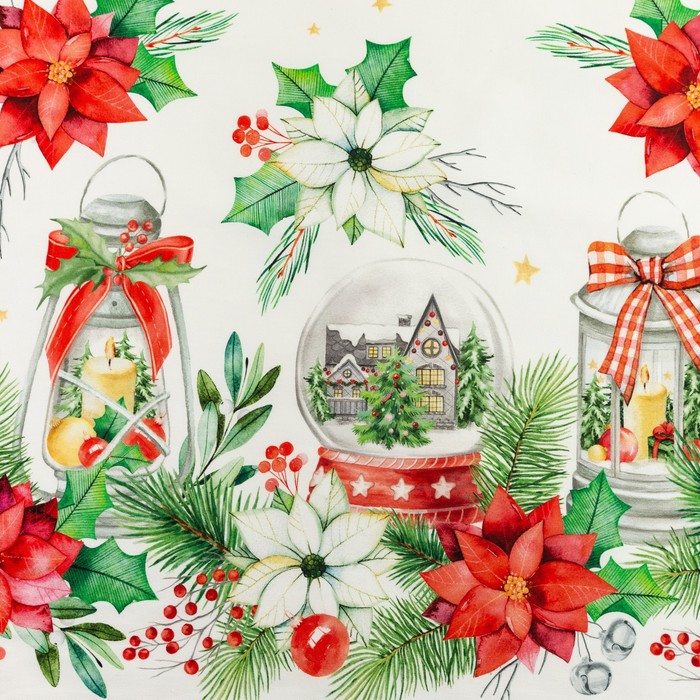 

Скатерть "Этель" Christmas red flowers 149х110 см с ГМВО, 100% хл, Разноцветный