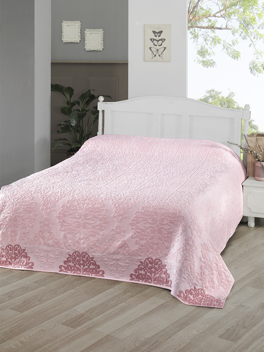фото Karna покрывало-простыня marquesa цвет: розовый (200х220 см)
