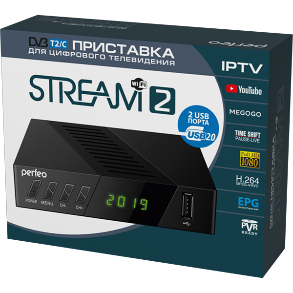 фото Dvb-t2 приставка perfeo stream-2 black