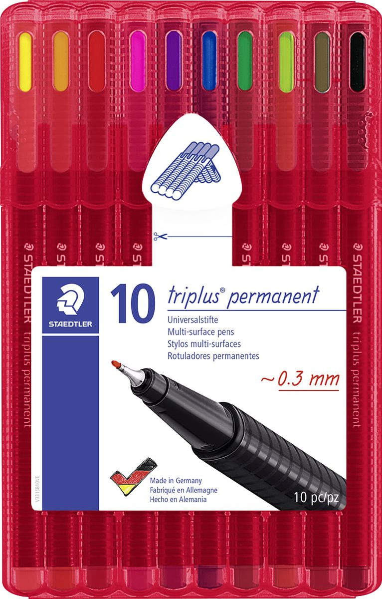 

Ручки STAEDTLER универсальные Triplus Permanent, 0,3 мм 10 цветов