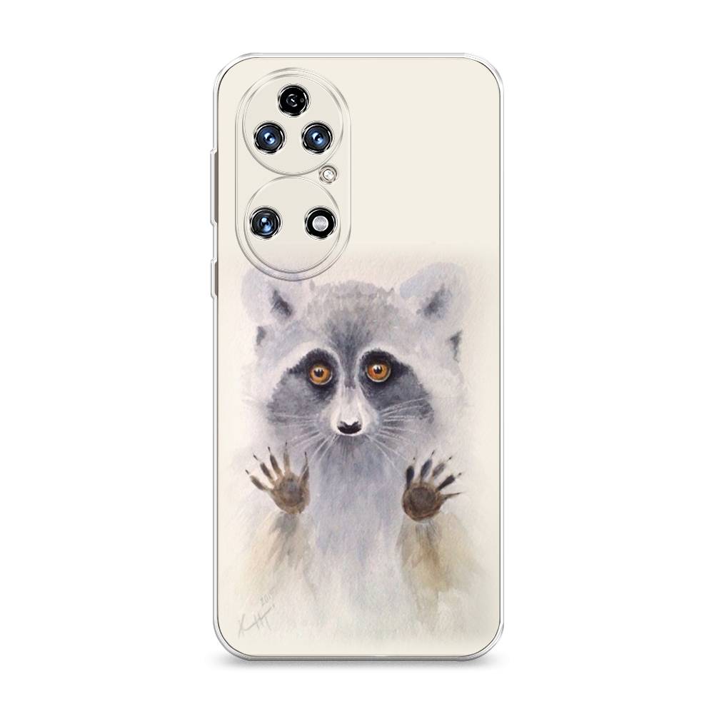 

Чехол на Huawei P50 "Енот за стеклом", Бежевый;серый, 6104950-4