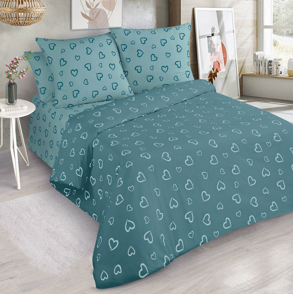 

Постельное белье Mercury Home Сердечки 35 1.5 СП поплин 2 наволочки 70x70, Сердечки 35