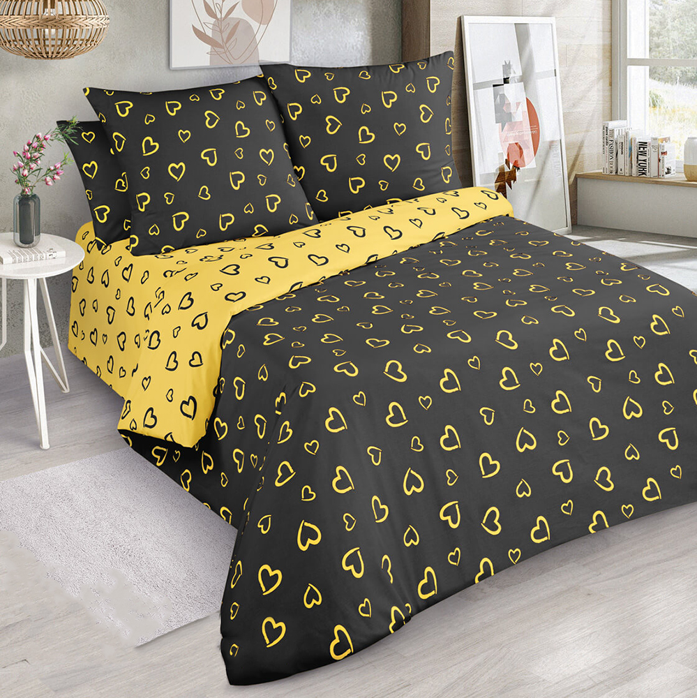 

Постельное белье Mercury Home Сердечки 36 евро макси поплин 4 наволочки, Сердечки 36