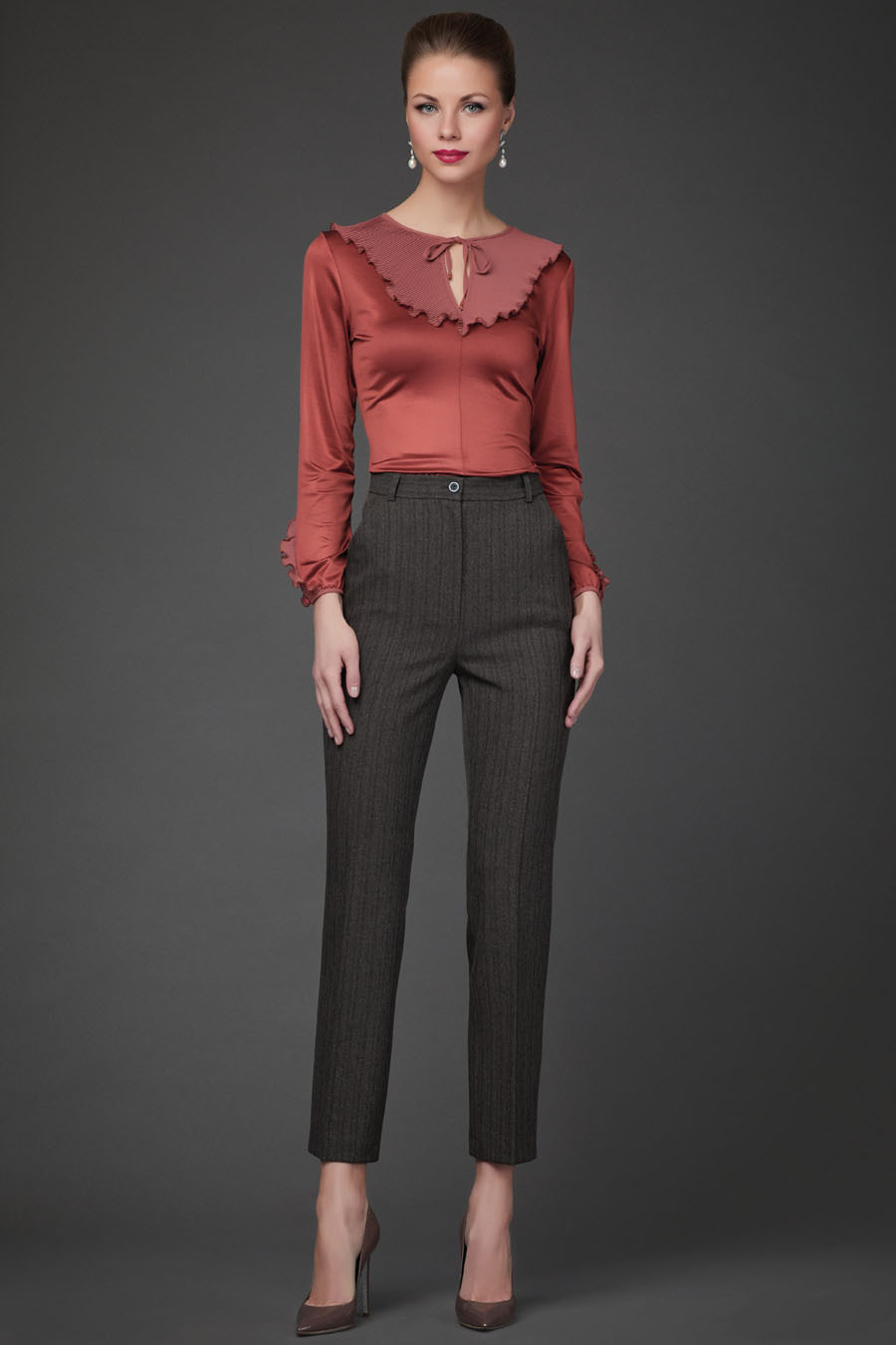 

Брюки женские Арт-Деко B-222 коричневые 44 RU, Коричневый, B-222