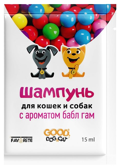 фото Шампунь для собак, для кошек gooddog универсальный, лауретсульфат натрия, бабл гам, 15 мл good dog