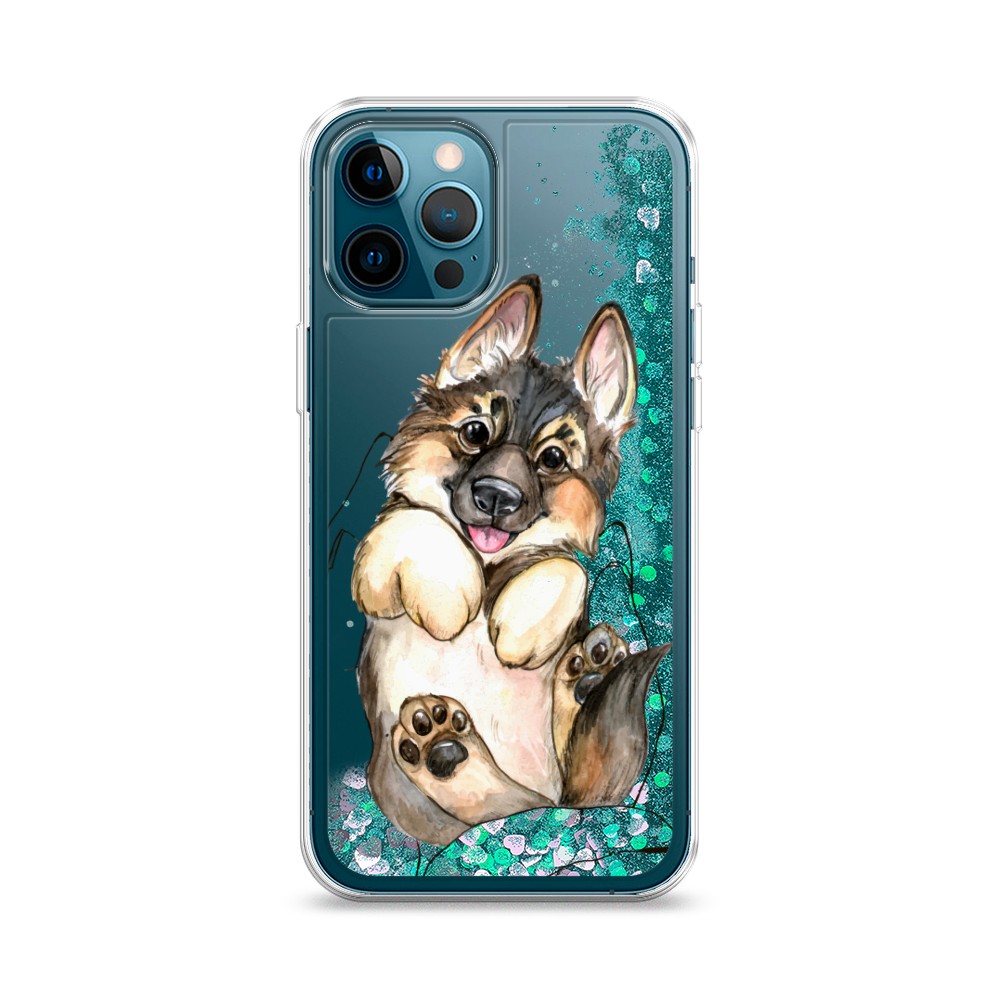 

Жидкий чехол с блестками "Овчарка в ладошках" на Apple iPhone 12 Pro, 12895-1