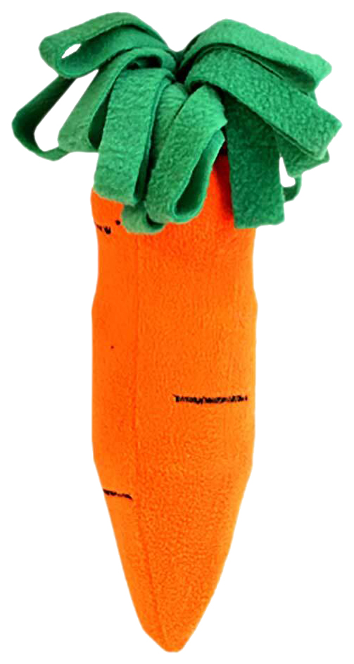 фото Мягкая игрушка для собак зооник морковка, зеленый, оранжевый, 29 см
