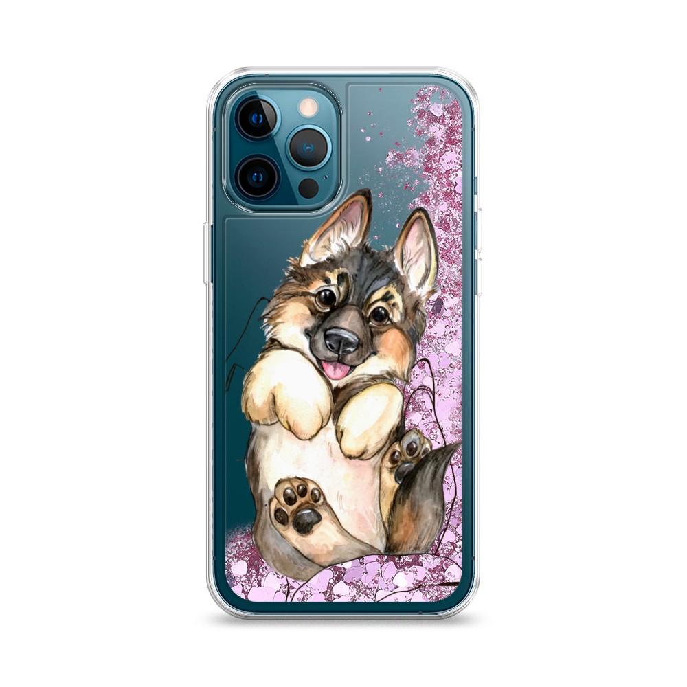 

Жидкий чехол с блестками "Овчарка в ладошках" на Apple iPhone 12 Pro, 12894-1