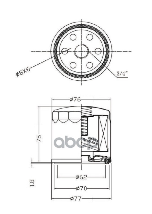 фото Фильтр масляный ford zet 1.21.4(75)1.6(100,115) pilenga fo-p 6326 pilenga арт. fop6326