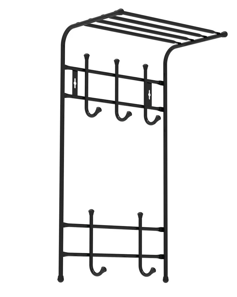 фото Вешалка ника настенная впт5/ч с полкой черный 410х745х250мм nika