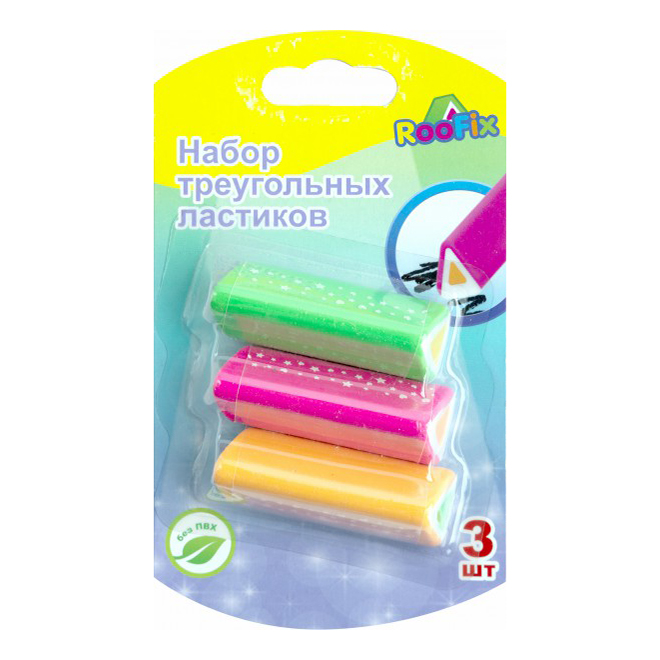 

Ластики классические Neon термопластичный каучук с сердцевиной 3 шт, Разноцветный