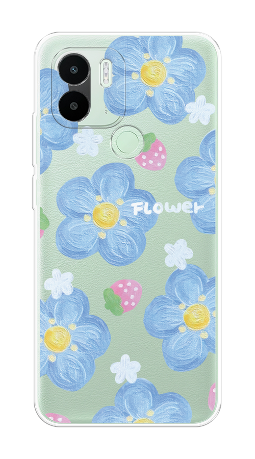 

Чехол на Xiaomi Redmi A1+/Redmi A2+/C51/C50 "Цветы и клубники", Прозрачный;голубой;белый, 318550-1