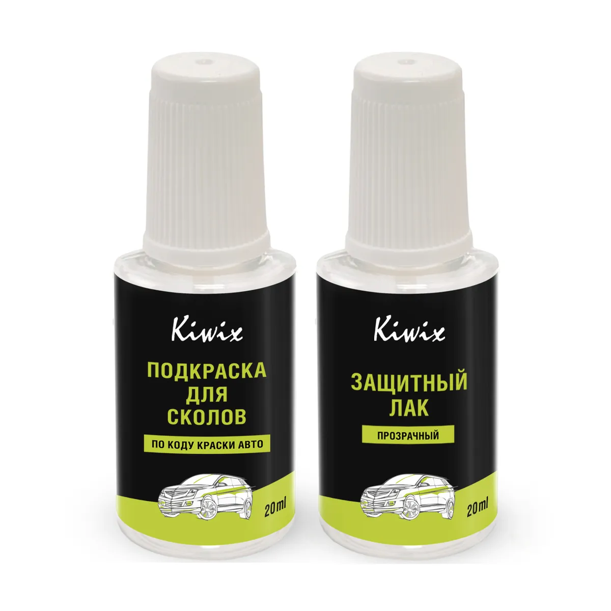 фото Краска для сколов kiwix peugeot m0qw vert smeraldo + лак 20 мл комплект/m0qw-040361l