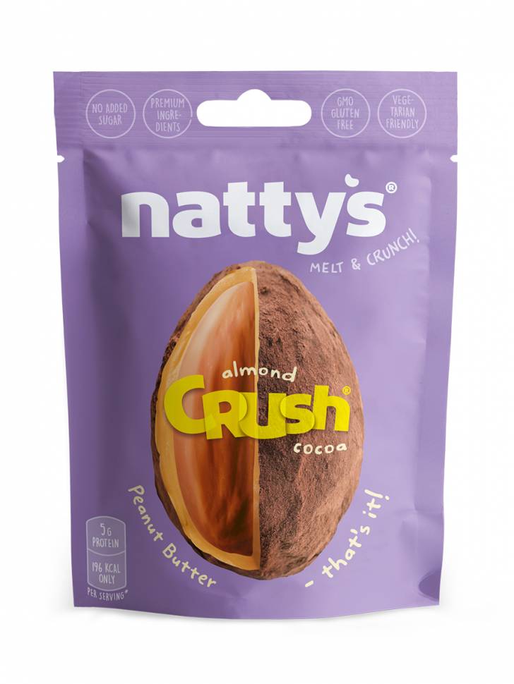 Драже Nattys CRUSH Almond c миндалем в арахисовой пасте и какао, 35 г
