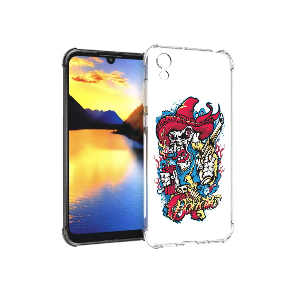 

Чехол MyPads Tocco для Huawei Y5 нарисованный скелет с писталетом, Прозрачный, Tocco
