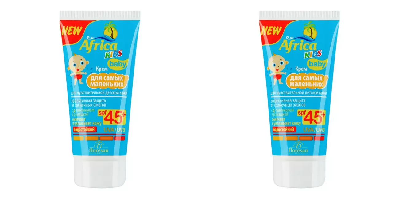

Крем Floresan Africa kids, для чувствительной детской кожи, SPF 45+, 50 мл., 2 шт.