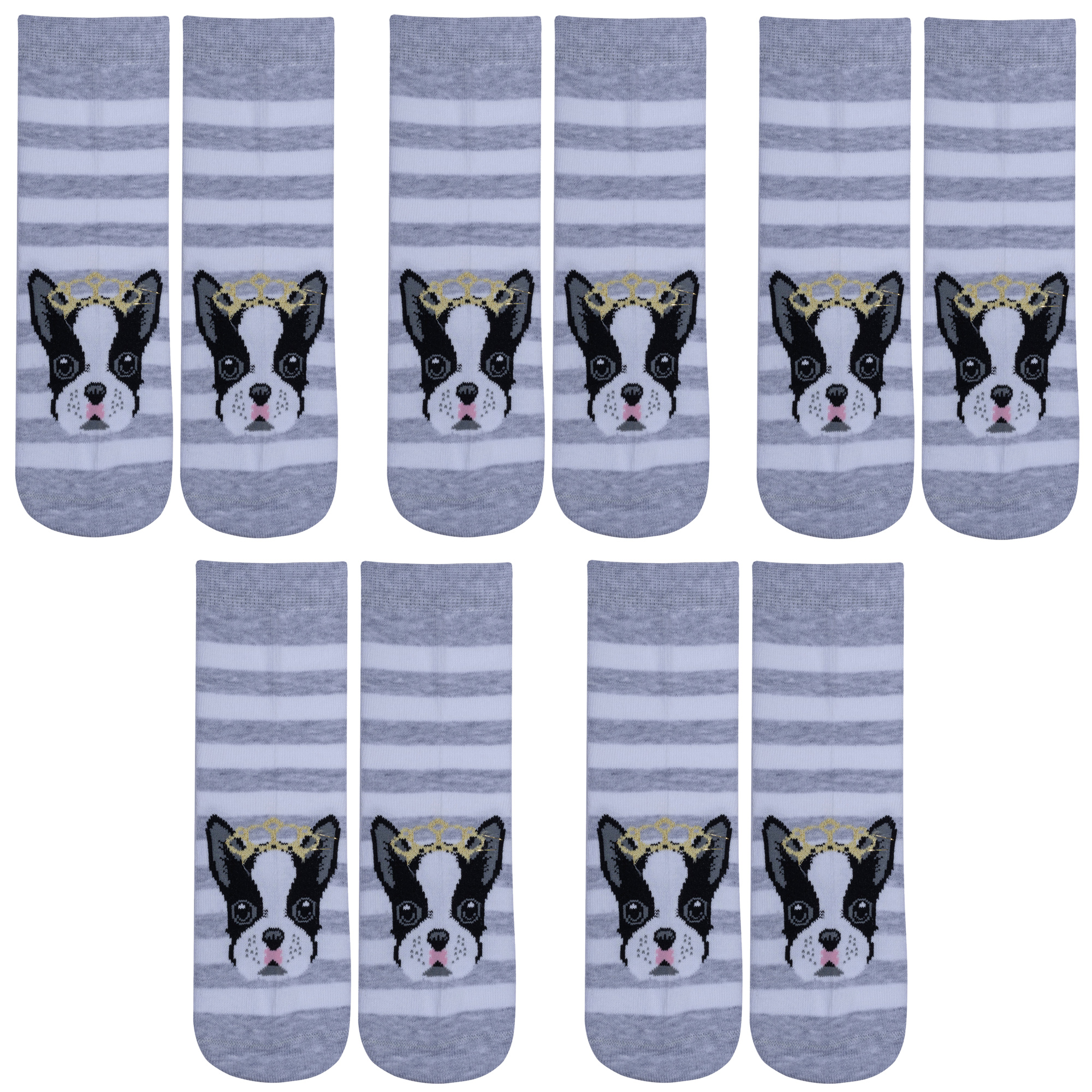 Носки для девочек Rusocks 5-Д3-13156 цв. серый; белый р. 20-22