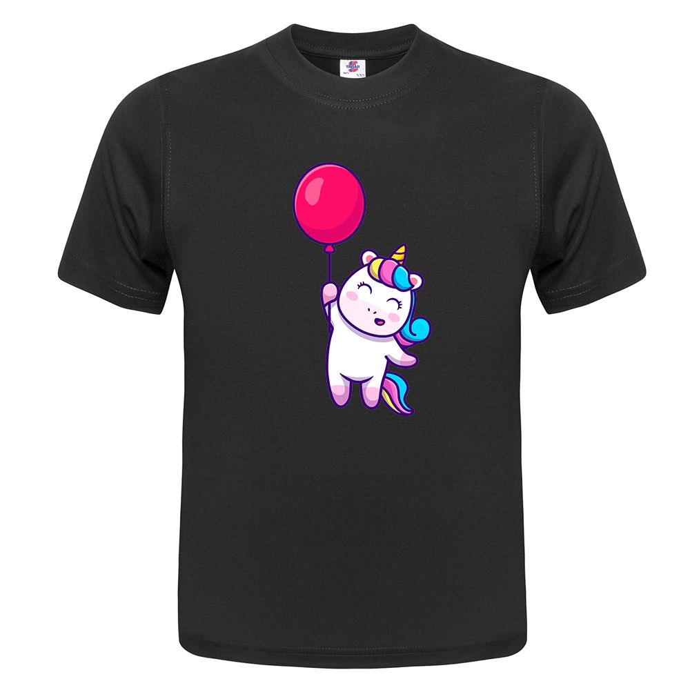 Футболка детская ONEQ с принтом Единорог 3029810309, черный, 98