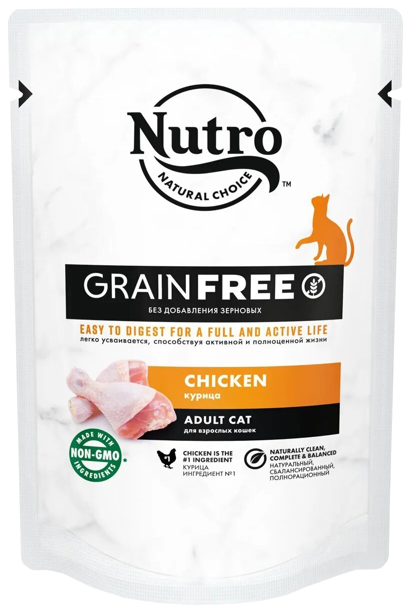 фото Влажный корм для кошек nutro grain free, курица, 24шт, 70г