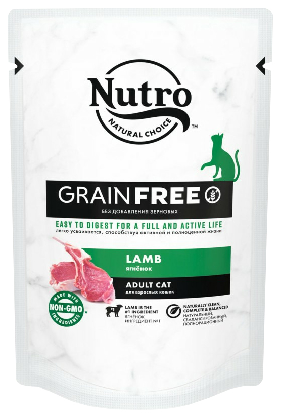 фото Влажный корм для кошек nutro grain free, ягненок, 24шт, 70г