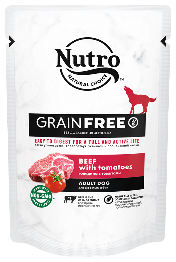 Влажный корм для собак NUTRO Nutro Grain Free, говядина, 24шт по 85г