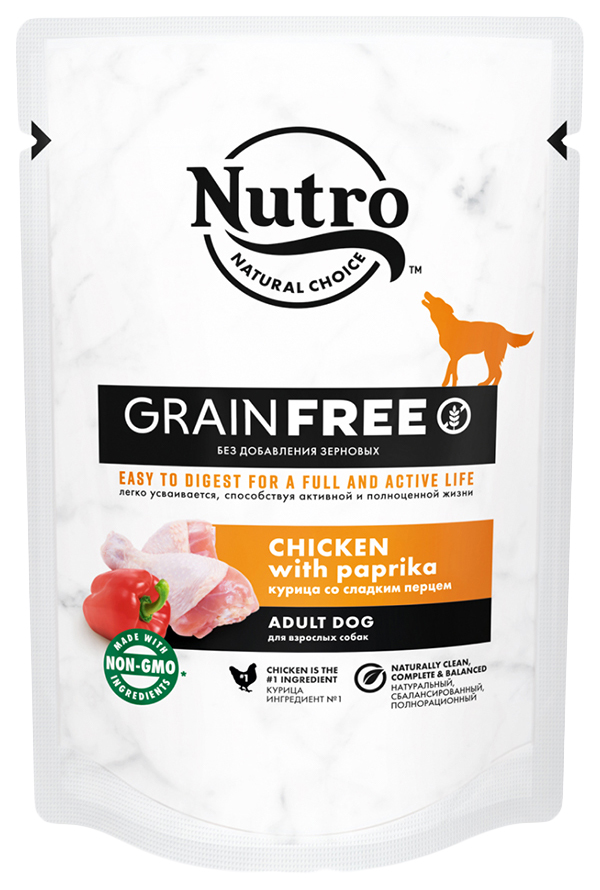 Влажный корм для собак NUTRO Nutro Grain Free, курица, 24шт по 85г