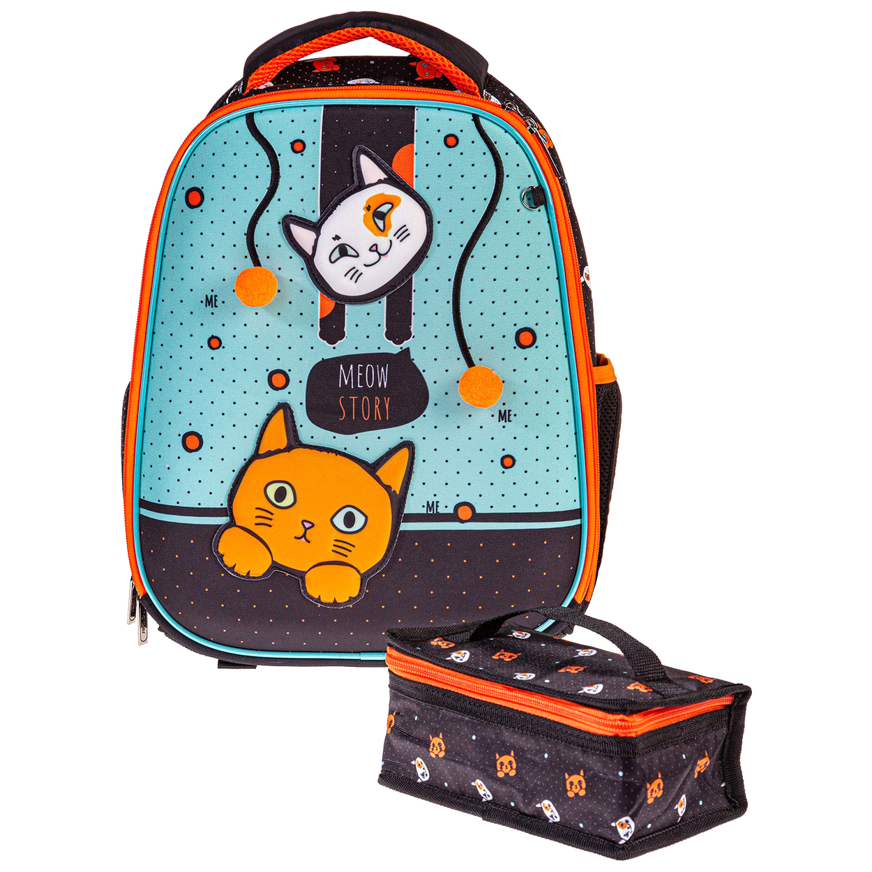 

Рюкзак Hatber Ergonomic Meow story 37 х 29 х 17 см + термосумка 18 х 10 х 8 см, Черный