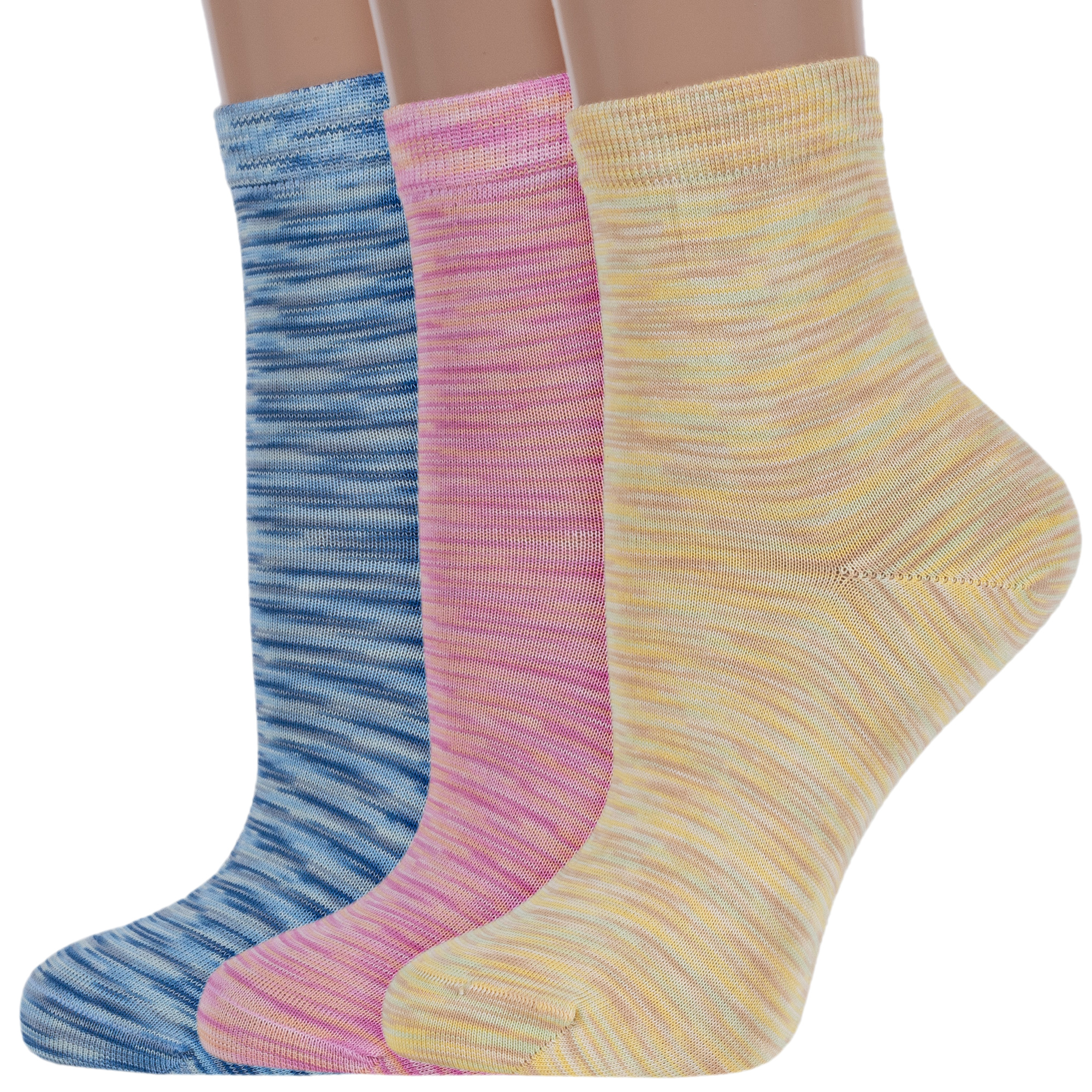 Комплект носков женских LorenzLine 3-Д11 желтых; синих; розовых 23