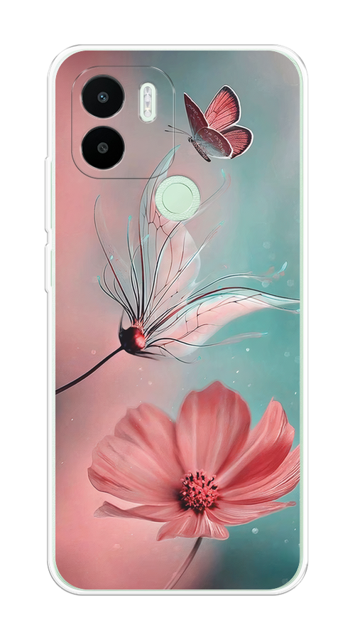 

Чехол на Xiaomi Redmi A1+/Redmi A2+/C51/C50 "Бабочка и цветок", Голубой;розовый, 318550-1