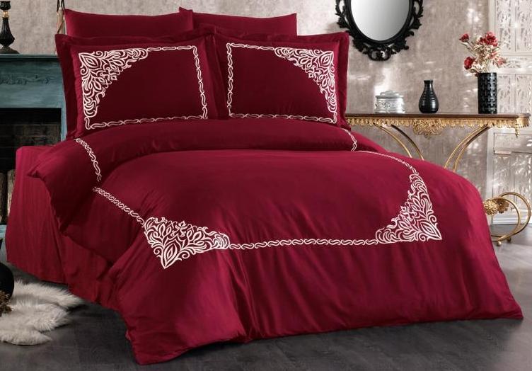

Комплект постельного белья KARTEKS Luvana Home Laurel , евро, bordo