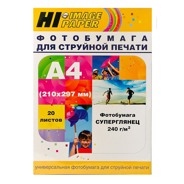 

Фотобумага Hi-image paper Hi-Black A4 29,7х21см 20 листов суперглянец односторонняя 240г/м, Белый