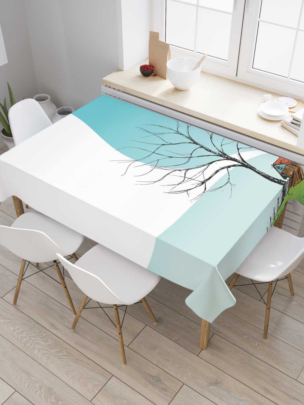 

Скатерть прямоугольная JoyArty "Отшельник на холме" из оксфорда, 180x145 см, Голубой, Отшельник на холме