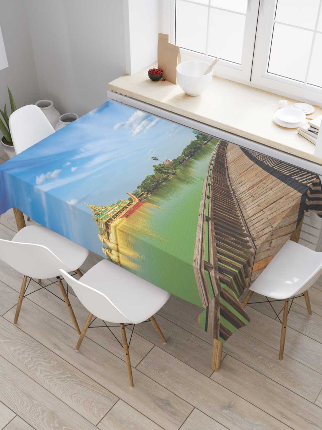 

Скатерть прямоугольная JoyArty "Круговой мостик" из оксфорда, 180x145 см, Зеленый, Круговой мостик
