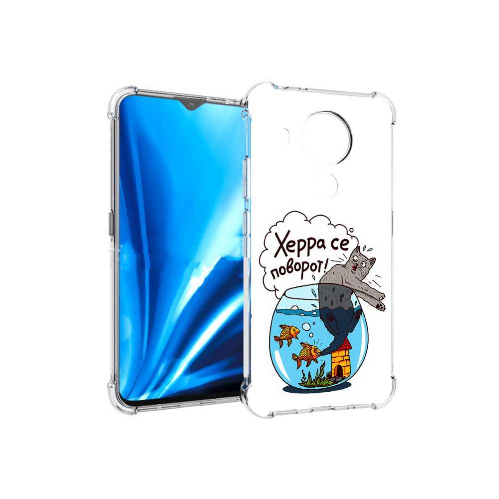 

Чехол MyPads Tocco для Nokia 5.4 Рыбы с котом (PT156621.100.149), Прозрачный, Tocco