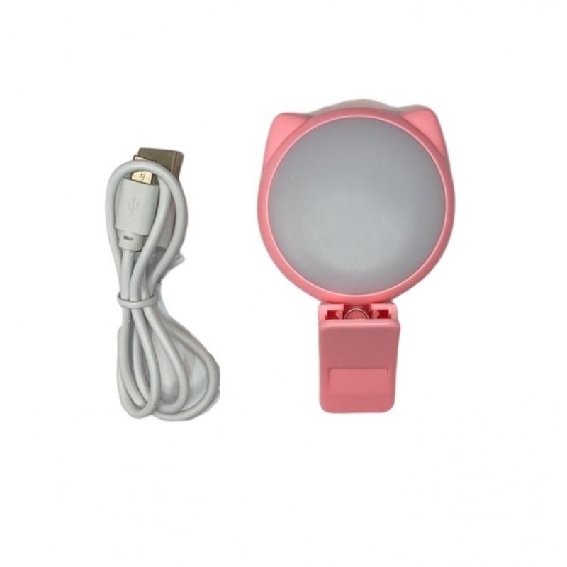 

Селфи кольцо вспышка, лампа для мобильной фото/видео съемки с ушками (Розовое), Вспышка