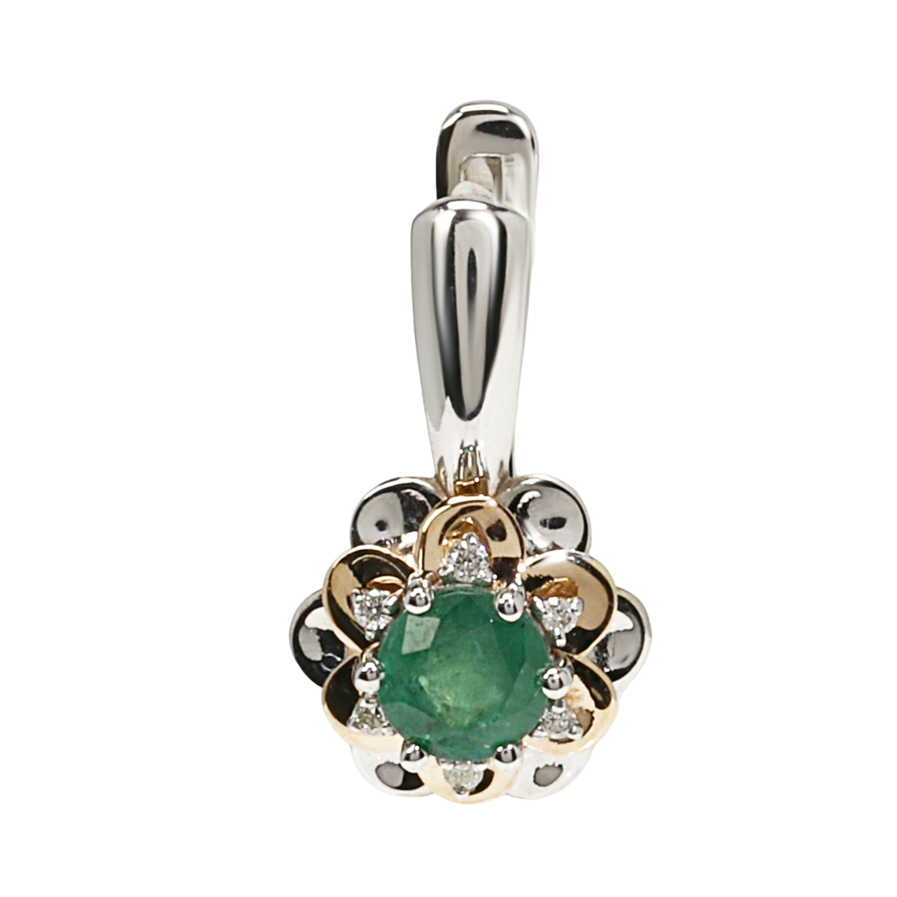 

Серьги из белого золота с изумрудом и бриллиантом Vesna jewelry 22177-252-04-00, 22177-252-04-00