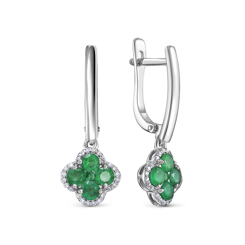 

Серьги из белого золота с изумрудом и бриллиантом Vesna jewelry 21433-251-14-00, 21433-251-14-00