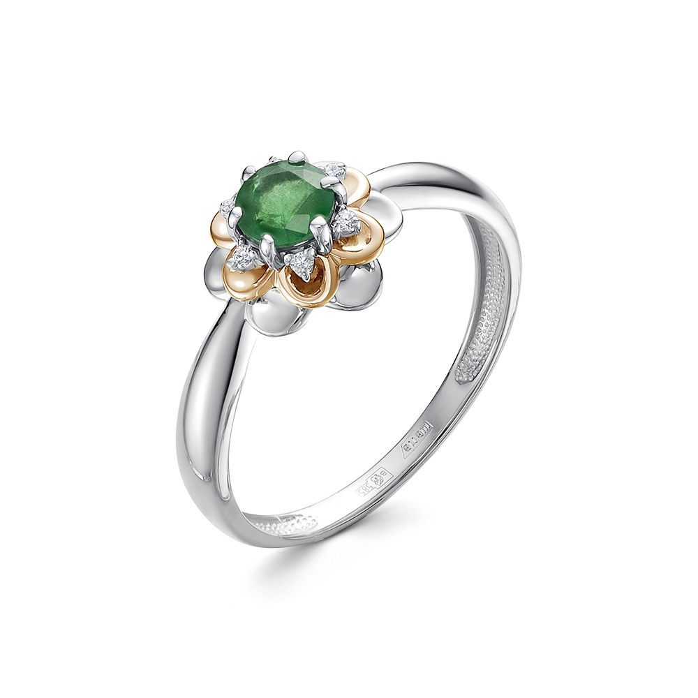 

Кольцо из белого золота с изумрудом и бриллиантом р. 17,5 Vesna jewelry 12177-252-04-00, 12177-252-04-00