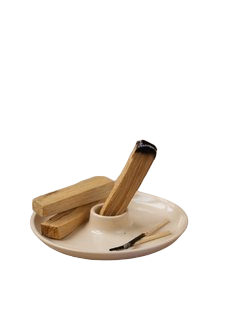 

Подставка для благовоний кремовая и 3 Пало Санто, Бежевый, Кремовое Блюдце