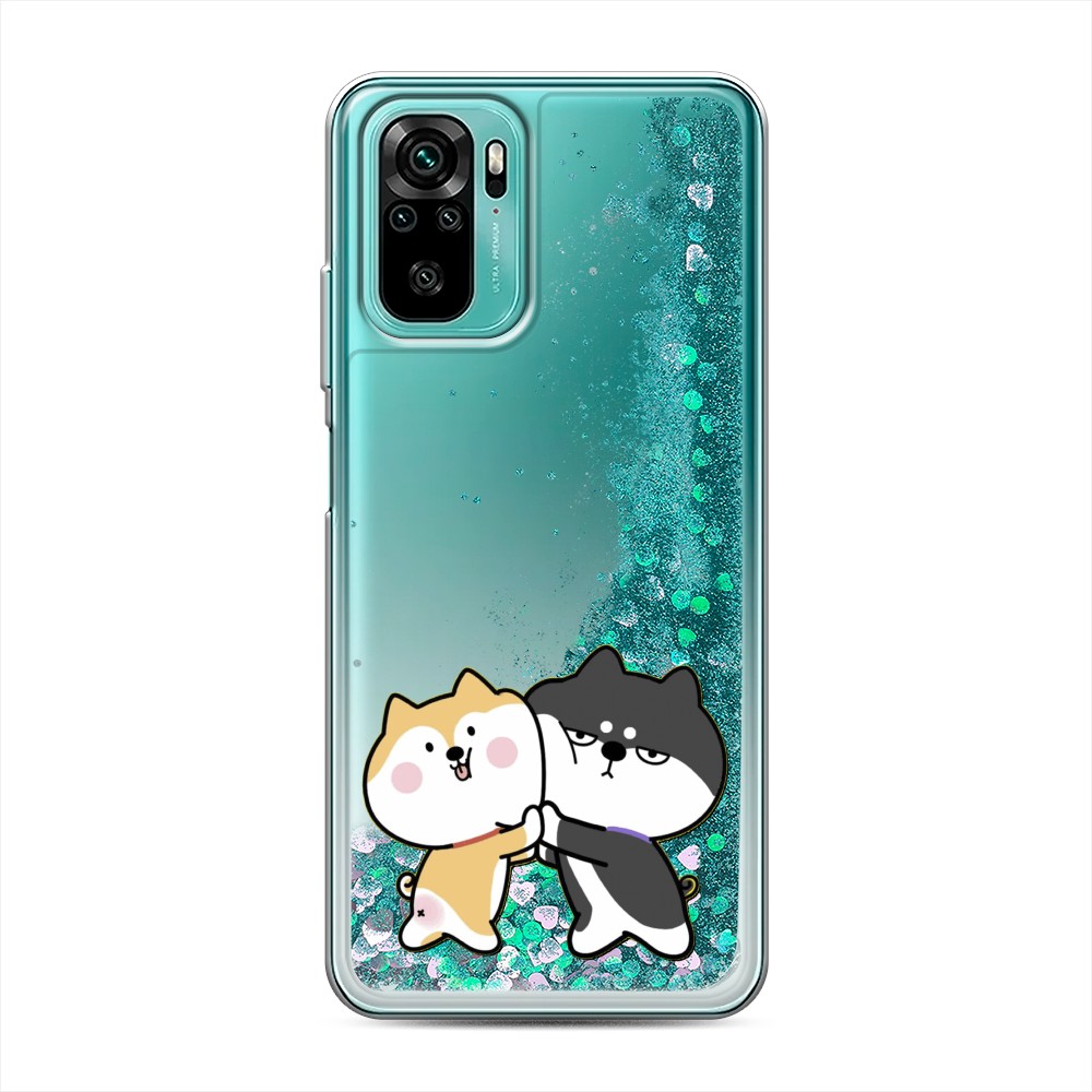 

Жидкий чехол с блестками "Обнимашки акита" на Xiaomi Redmi Note 10S