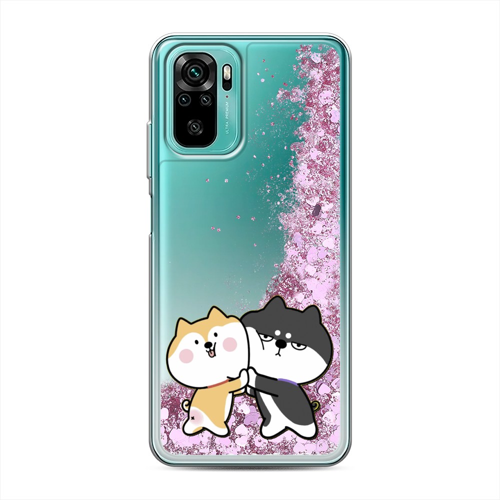 

Жидкий чехол с блестками "Обнимашки акита" на Xiaomi Redmi Note 10S