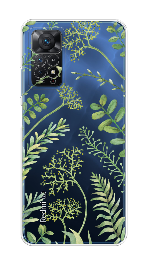 

Чехол на Xiaomi Redmi Note 11 Pro/11 Pro 5G/11E Pro/12 Pro 4G "Green Leaves", Зеленый;прозрачный, 314850-1