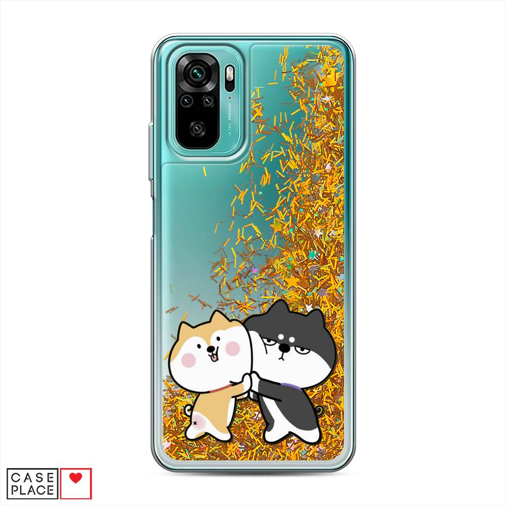 

Жидкий чехол с блестками "Обнимашки акита" на Xiaomi Redmi Note 10, 39790-1