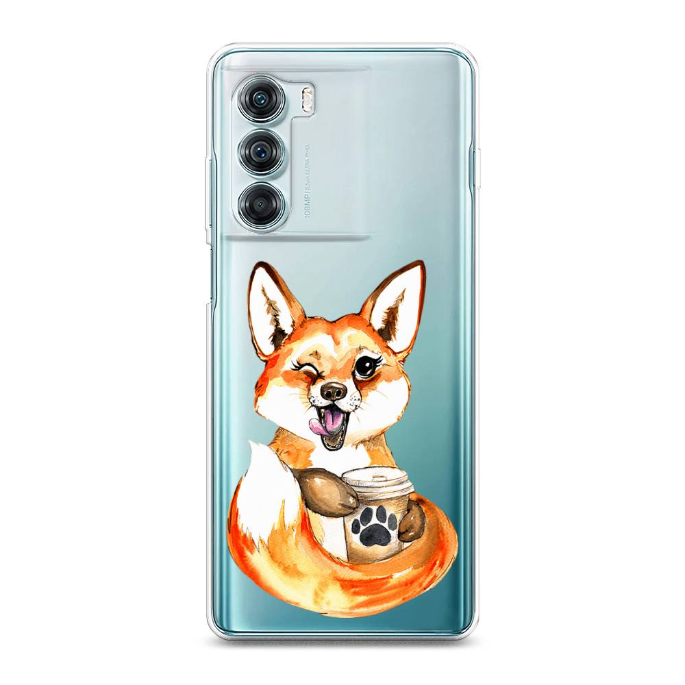 

Чехол на Motorola Moto Edge S30 "Подмигивающая лиса с кофе", Оранжевый;белый;коричневый, 243050-4