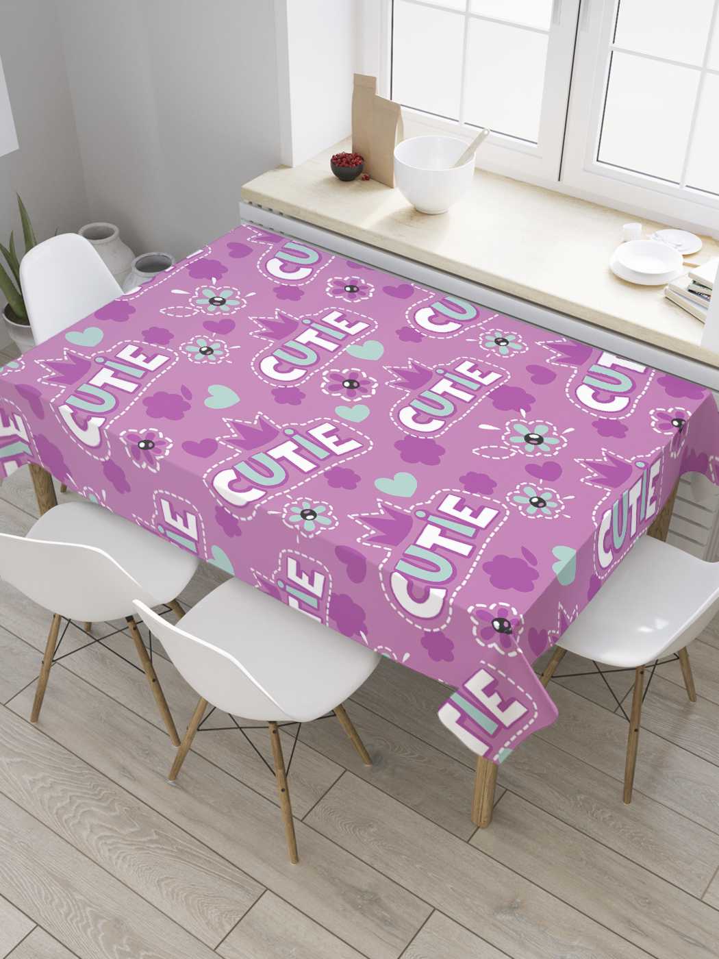 

Скатерть прямоугольная JoyArty "Милое королевство" из оксфорда, 180x145 см, Розовый, Милое королевство