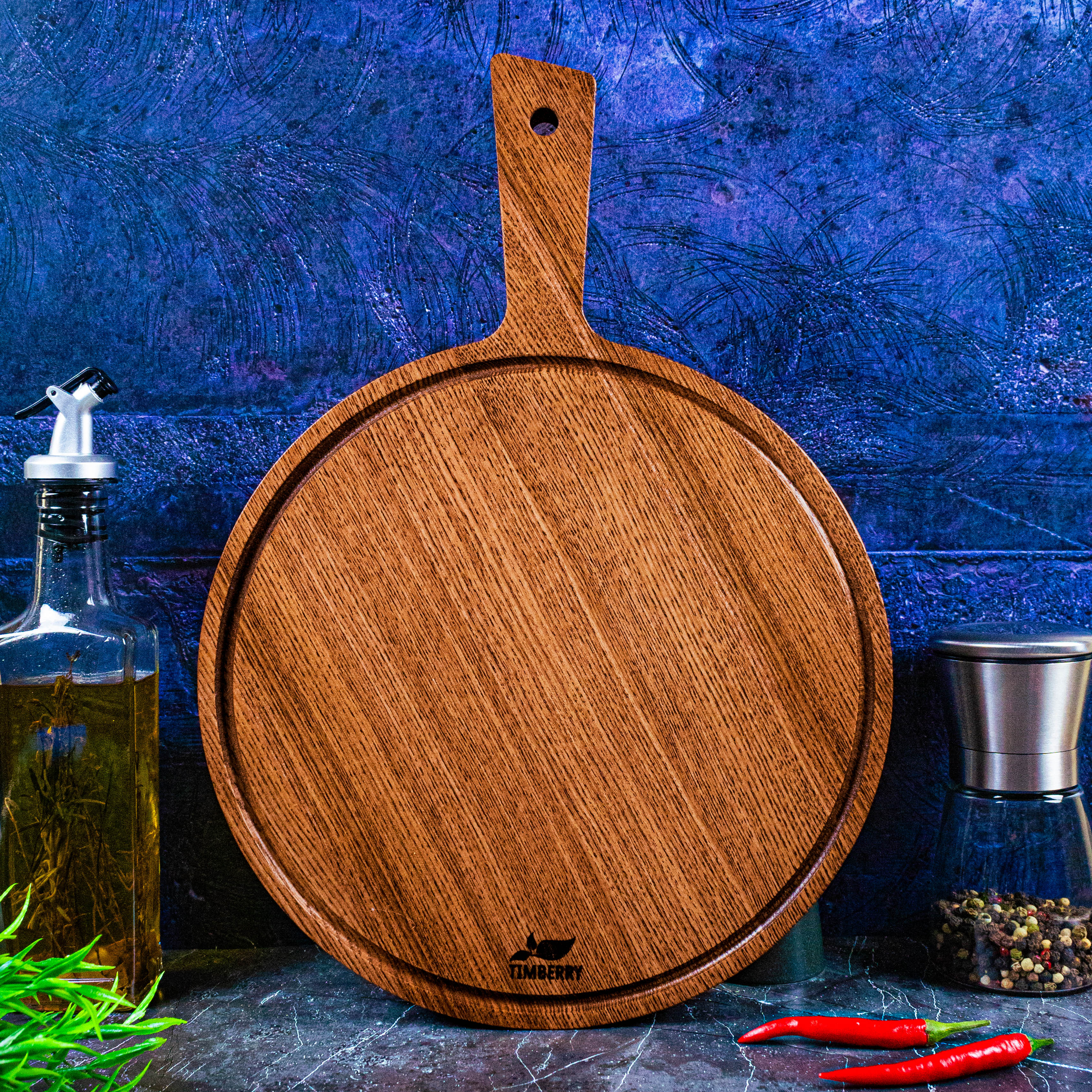 

Разделочная доска Timberry 25 см круглая из дуба с ручкой, 1712649798, Коричневый